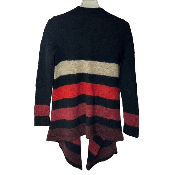 Rag & Bone Black, Cream and Maroon Striped Sweater Cardigan - Picture 5 of 8